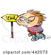 Royalty Free RF Clip Art Illustration Of A Cartoon Gloomy Boy Walking To School