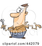 Poster, Art Print Of Cartoon Clueless Repair Man With A Crooked Arm