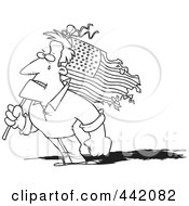 Royalty Free RF Clip Art Illustration Of A Cartoon Black And White Outline Design Of A Man Re Writing His Resolutions by toonaday