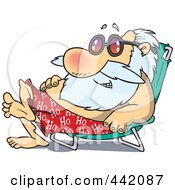 Royalty Free RF Clip Art Illustration Of A Cartoon Santa Sun Bathing In A Chair by toonaday