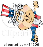 Clipart Illustration Of An American Uncle Sam Looking Around A Wall by Dennis Holmes Designs