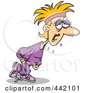 Royalty Free RF Clip Art Illustration Of A Cartoon Sweaty Woman Exercising For Her New Year Resolution by toonaday