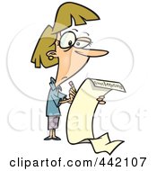 Royalty Free RF Clip Art Illustration Of A Cartoon Woman Writing A Long List Of Resolutions by toonaday