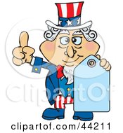 Poster, Art Print Of American Uncle Sam Holding A Blank Blue Price Tag