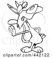 Royalty Free RF Clip Art Illustration Of A Cartoon Black And White Outline Design Of A Rejecting Cat