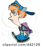 Royalty Free RF Clip Art Illustration Of A Cartoon Reluctant School Boy Walking