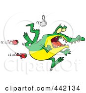 Cartoon Tomatoes Flying At A Rejected Alligator
