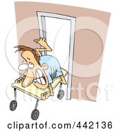 Royalty Free RF Clip Art Illustration Of A Cartoon Reluctant Man Going Into Surgery by toonaday