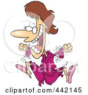Cartoon Excited Woman Jumping In A Robe