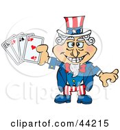 American Uncle Sam Holding Playing Cards