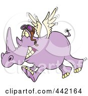 Royalty Free RF Clip Art Illustration Of A Cartoon Flying Rhino