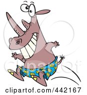 Poster, Art Print Of Cartoon Rhino Jumping Into A Pool