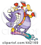Cartoon Snowboarding Rhino