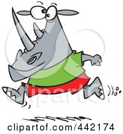 Royalty Free RF Clip Art Illustration Of A Cartoon Jogging Rhino