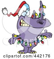 Royalty Free RF Clip Art Illustration Of A Cartoon Santa Rhino by toonaday