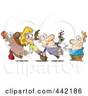 Royalty Free RF Clip Art Illustration Of A Cartoon Group Of People Running Into Each Other