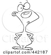Royalty Free RF Clip Art Illustration Of A Cartoon Black And White Outline Design Of A Confused Rodent