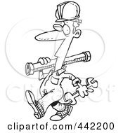 Poster, Art Print Of Cartoon Black And White Outline Design Of A Pipe Rigger
