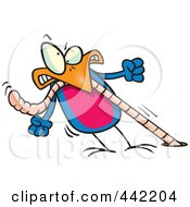Royalty Free RF Clip Art Illustration Of A Cartoon Robin Pulling On A Strong Worm by toonaday