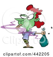 Cartoon Woman Catching A Whiff Of Ripe Garbage