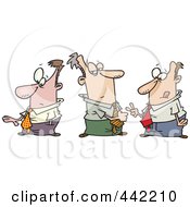 Royalty Free RF Clip Art Illustration Of Cartoon Men Playing Rocket Paper Scissors