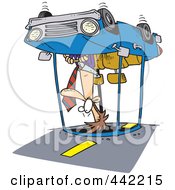 Cartoon Man Rolling His Car