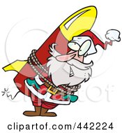 Royalty Free RF Clip Art Illustration Of A Cartoon Santa Strapped To A Rocket