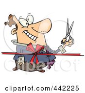 Cartoon Businessman Cutting A Ribbon