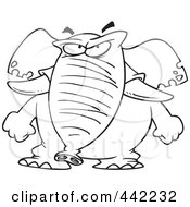 Royalty Free RF Clip Art Illustration Of A Cartoon Black And White Outline Design Of A Mad Elephant