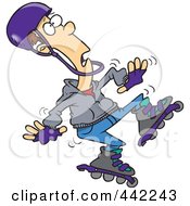 Royalty Free RF Clip Art Illustration Of A Cartoon Man Roller Blading