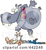 Poster, Art Print Of Cartoon Hippo Pouncing On A Man