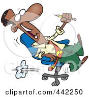 Poster, Art Print Of Cartoon Black Businessman Playing In A Chair