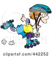 Royalty Free RF Clip Art Illustration Of A Cartoon Roller Blading Boy
