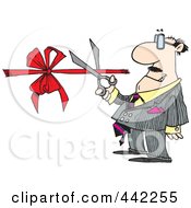 Cartoon Businessman Performing A Ribbon Cutting Ceremony