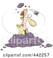 Royalty Free RF Clip Art Illustration Of A Cartoon Businessman In A Pile Of Rocks