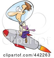 Royalty Free RF Clip Art Illustration Of A Cartoon Man Riding A Rocket