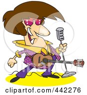 Poster, Art Print Of Cartoon Rocker With A Microphone And Guitar