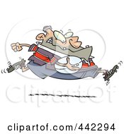 Poster, Art Print Of Cartoon Fat Rugby Football Player Running