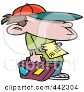 Poster, Art Print Of Cartoon Runaway Boy With Luggage