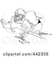 Poster, Art Print Of Cartoon Black And White Outline Design Of A Running Footballer