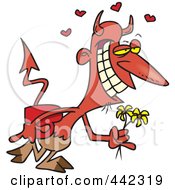 Poster, Art Print Of Cartoon Romantic Devil With Candy