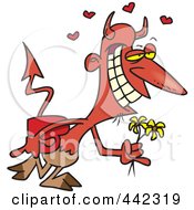 Royalty Free RF Clip Art Illustration Of A Cartoon Romantic Devil With Candy by toonaday
