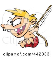 Poster, Art Print Of Cartoon Boy On A Rope Swing
