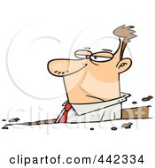Cartoon Businessman Stuck In A Rut