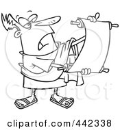 Cartoon Black And White Outline Design Of A Roman Crier