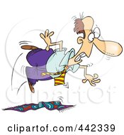 Royalty Free RF Clip Art Illustration Of A Cartoon Businessman Tripping On A Rug by toonaday
