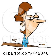 Royalty Free RF Clip Art Illustration Of A Cartoon Woman Stuck In A Rut by toonaday