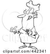 Poster, Art Print Of Cartoon Black And White Outline Design Of A Granny Showing Her Rose Tattoo
