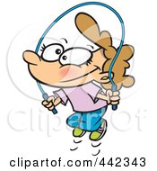 Royalty Free RF Clip Art Illustration Of A Cartoon Girl Jump Roping