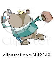 Royalty Free RF Clip Art Illustration Of A Cartoon Rushed Business Bear